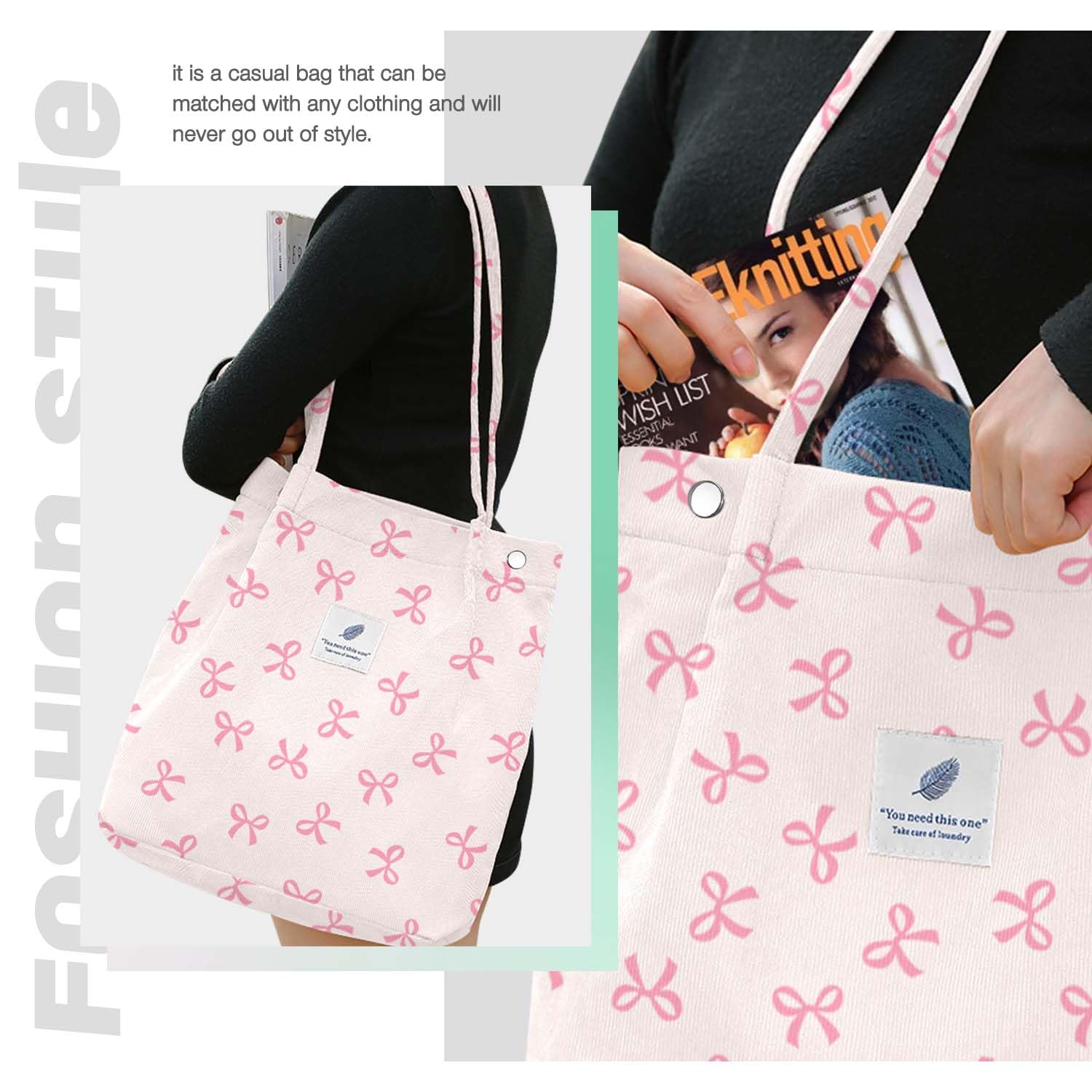 LHMTQVK bolso de pana para múltiples usos: compras, escuela, viaje