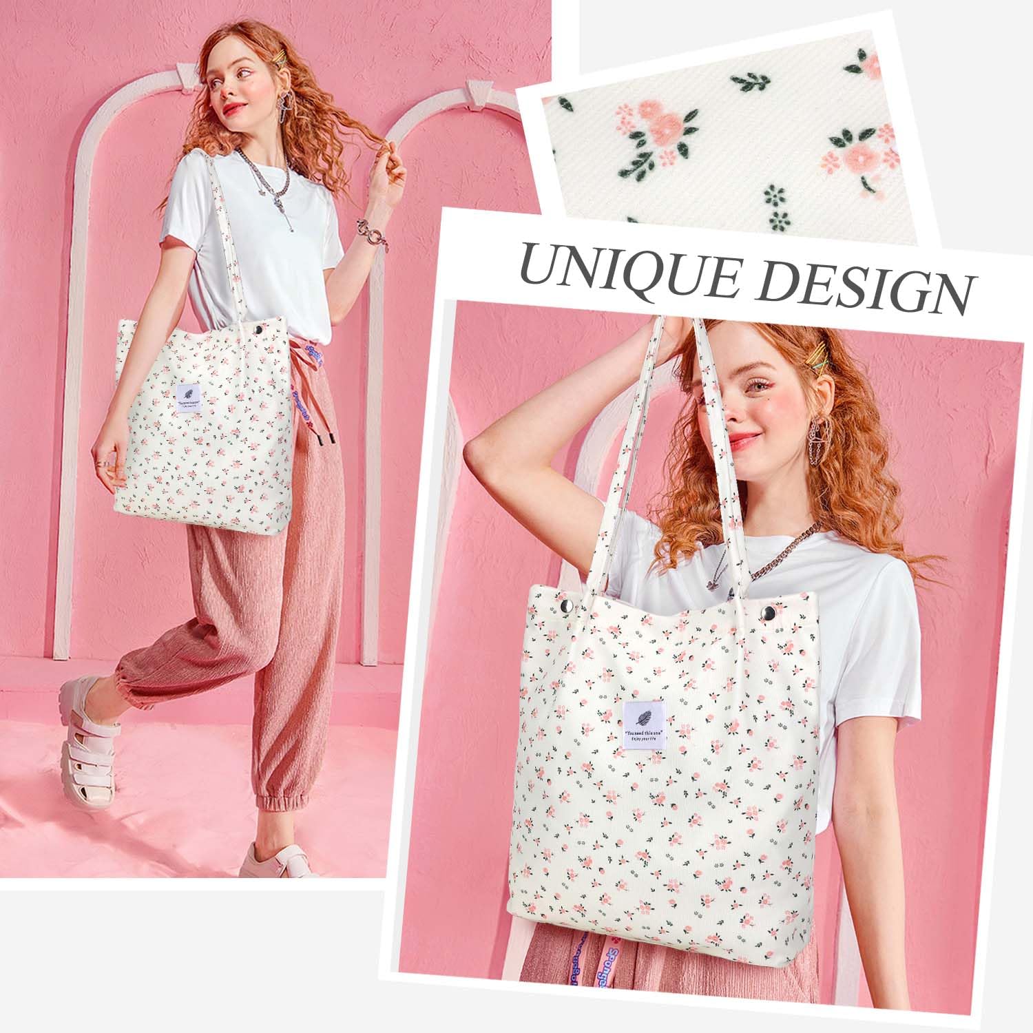 LHMTQVK uso versátil: compras, escuela o viaje con este tote reutilizable