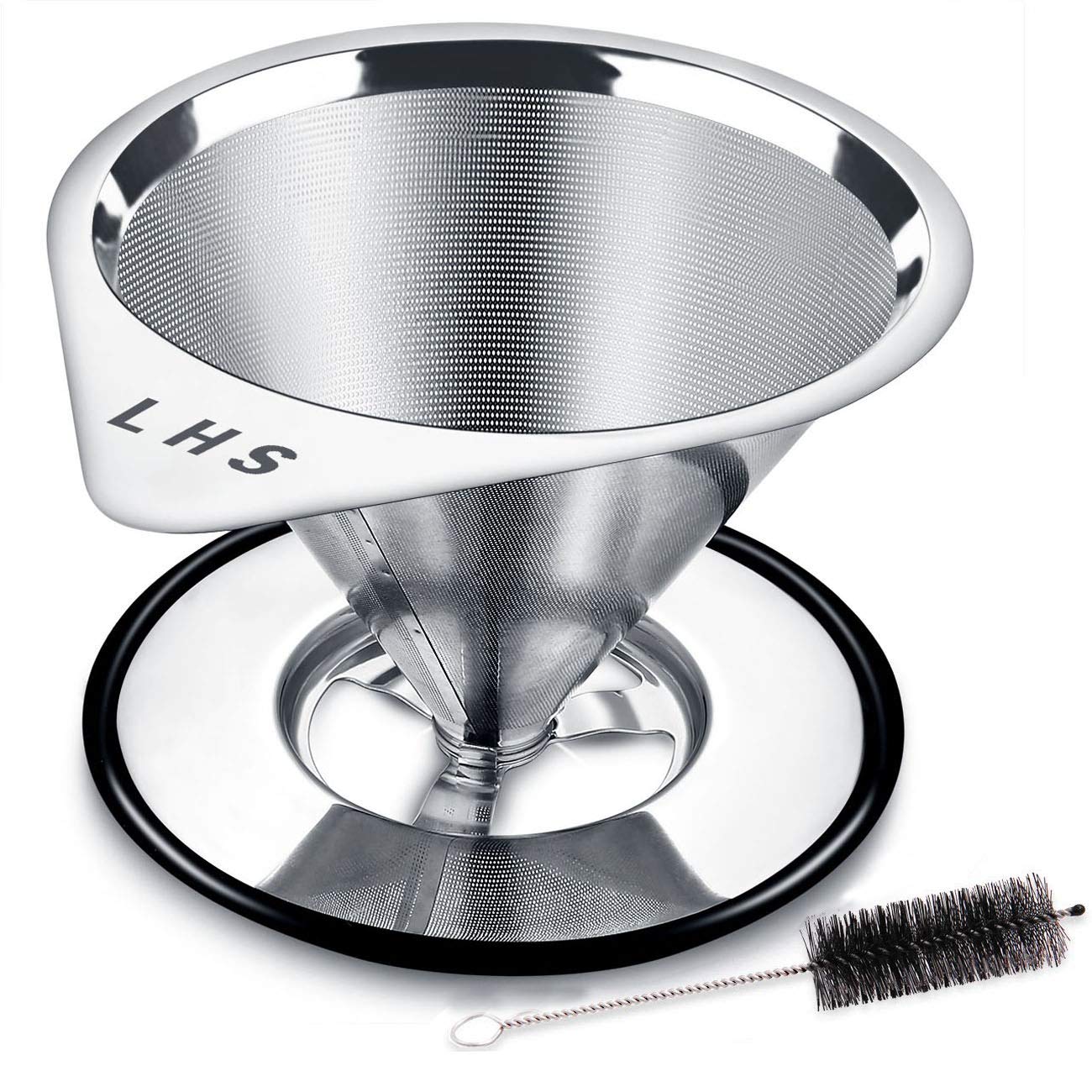 LHS filtro cono acero inoxidable para café; evita posos en la taza