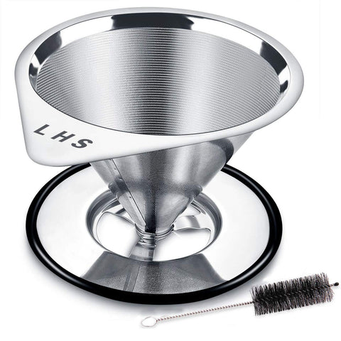 LHS filtro cono acero inoxidable para café; evita posos en la taza