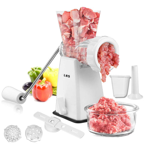 LHS molinillo manual de carne con cuchillas inoxidables y base de succión fuerte