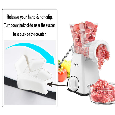 LHS molinillo manual de carne, manivela ergonómica para un uso cómodo