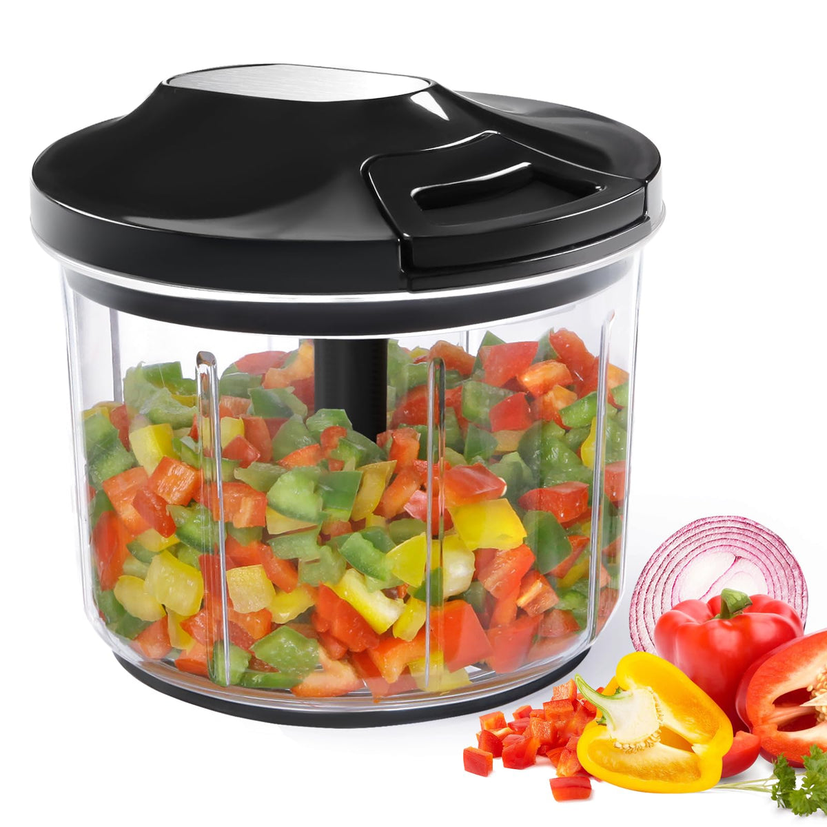 LHS procesador manual con contenedor transparente de 1000 ml para ver el progreso