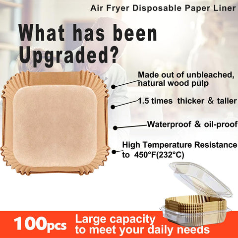 LHSHAD liner cuadrado antiadherente para freidora de aire 8-12qt, cocina sin residuos.