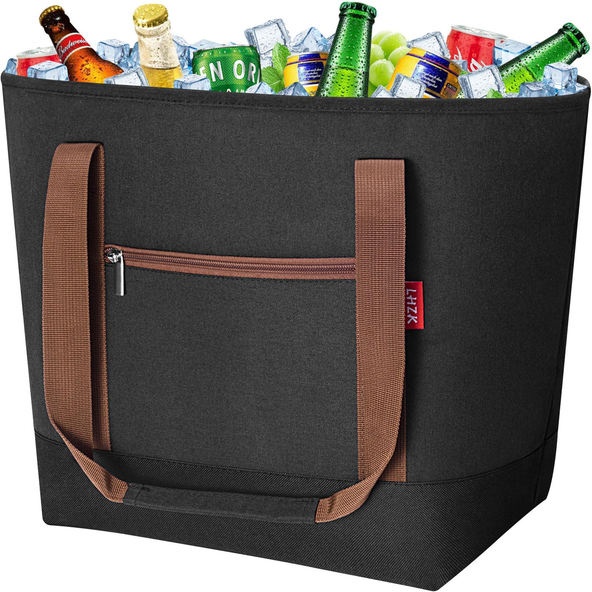 LHZK bolsa termica jumbo 50L negra con interior aislante mantiene alimentos frescos.