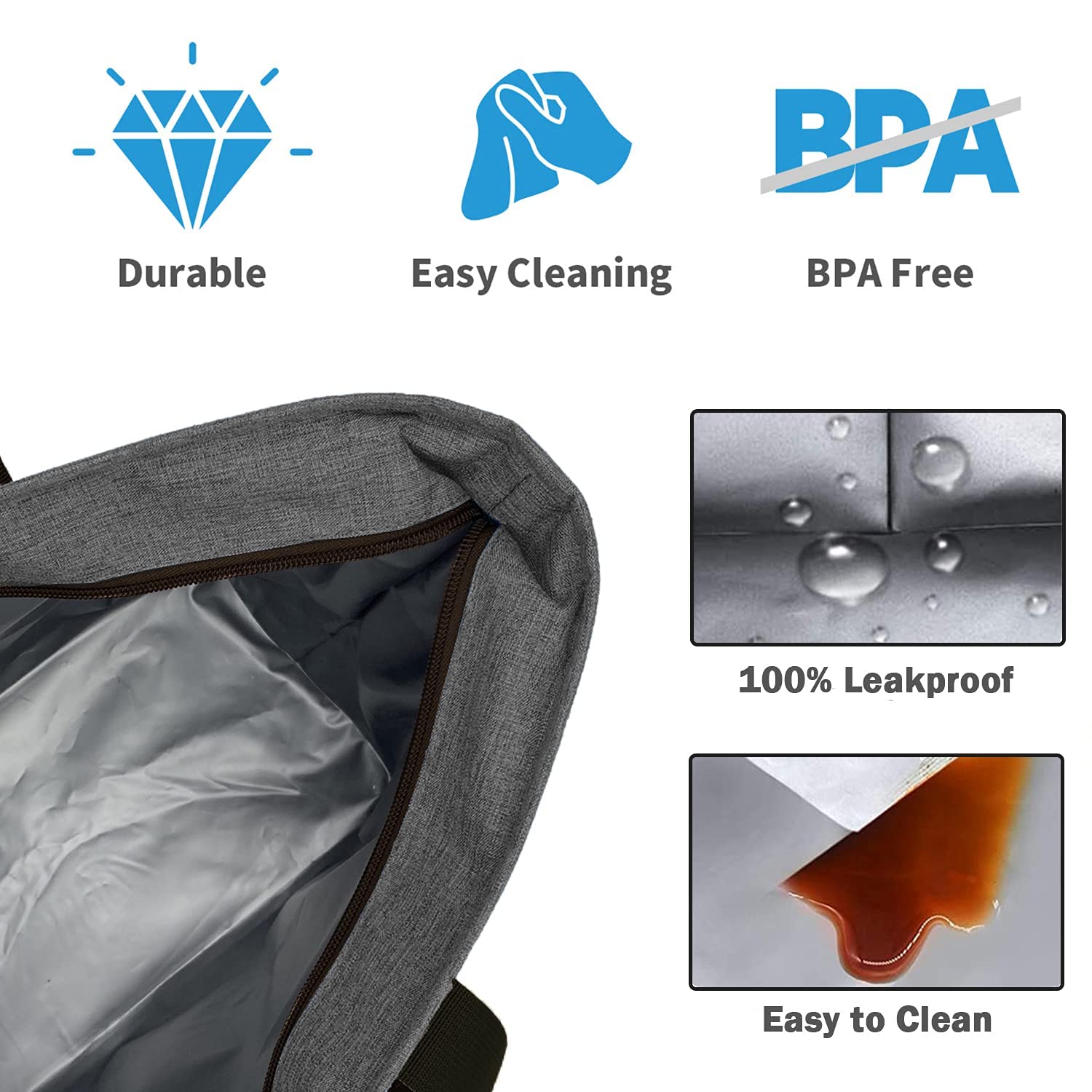 Exterior Oxford 600D resistente al agua, ideal para uso diario.