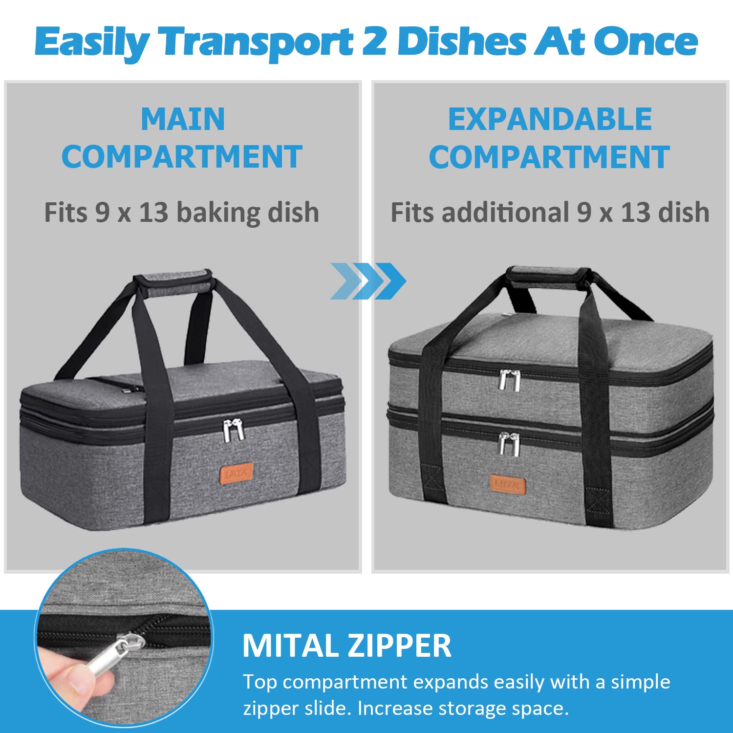Diseño de doble plataforma gris para organización de alimentos.