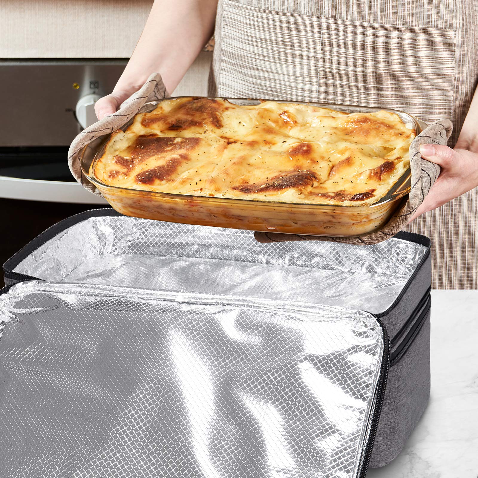 Uso múltiple para cazuelas y comidas en reuniones y picnics.