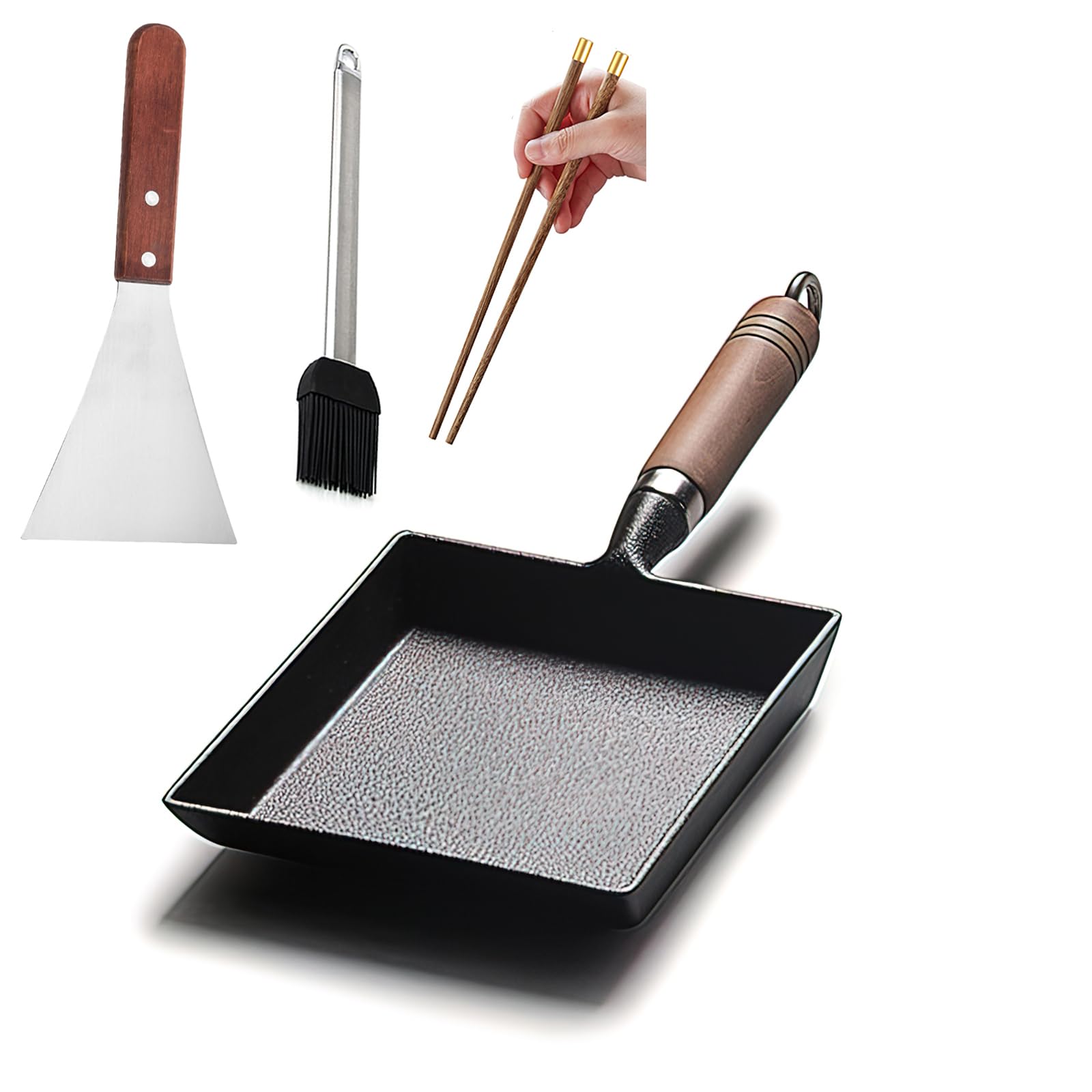 LI-GELISI Tamagoyaki Pan 9x7, vista frontal: listo para usar y disfrutar.