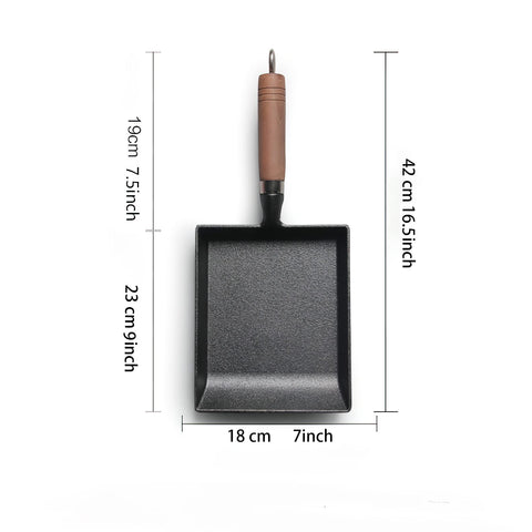 LI-GELISI Tamagoyaki Pan 9x7, mango de madera ergonómico para un agarre cómodo.