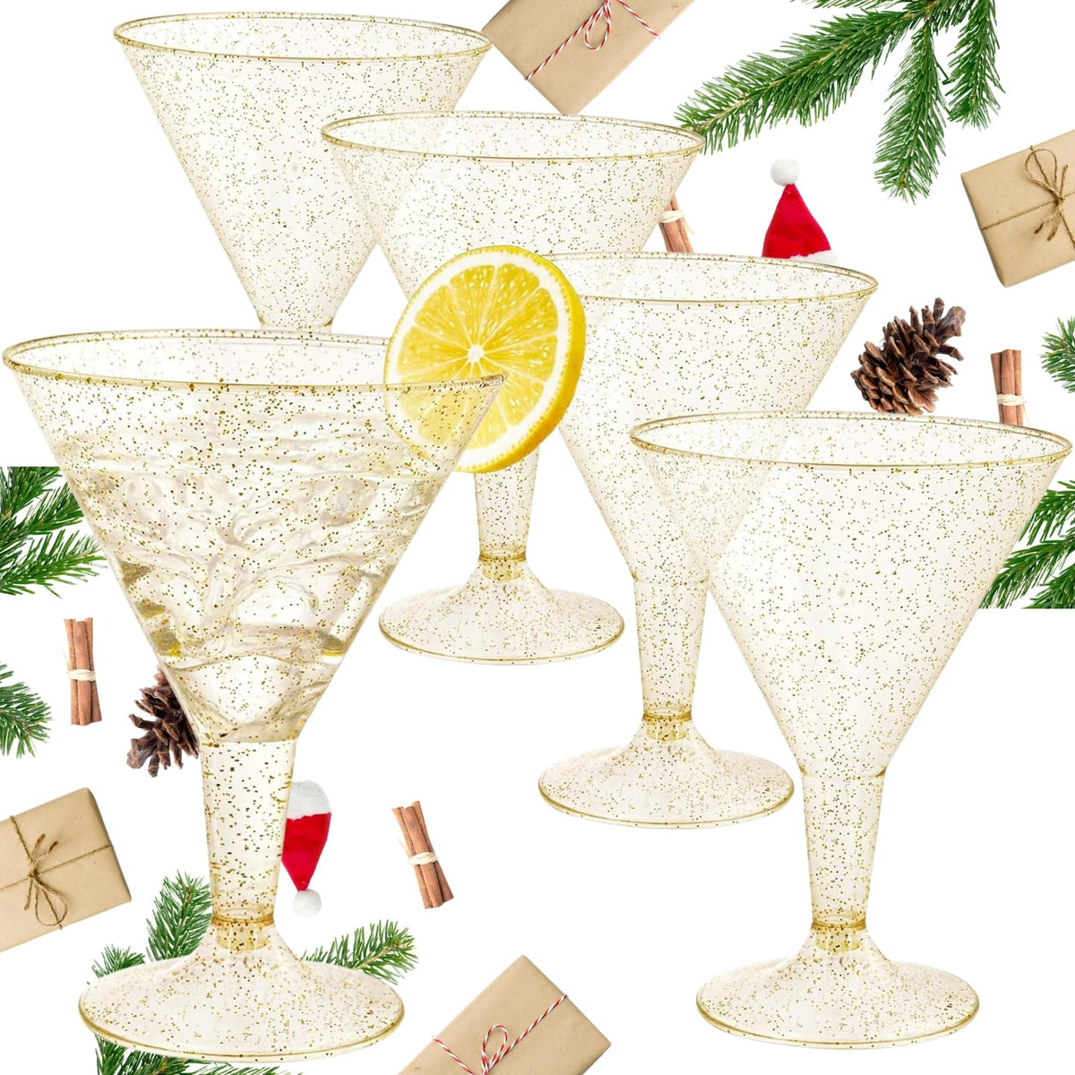 Copa martini dorada Liacere, 24 unidades, ideal para bodas y fiestas.