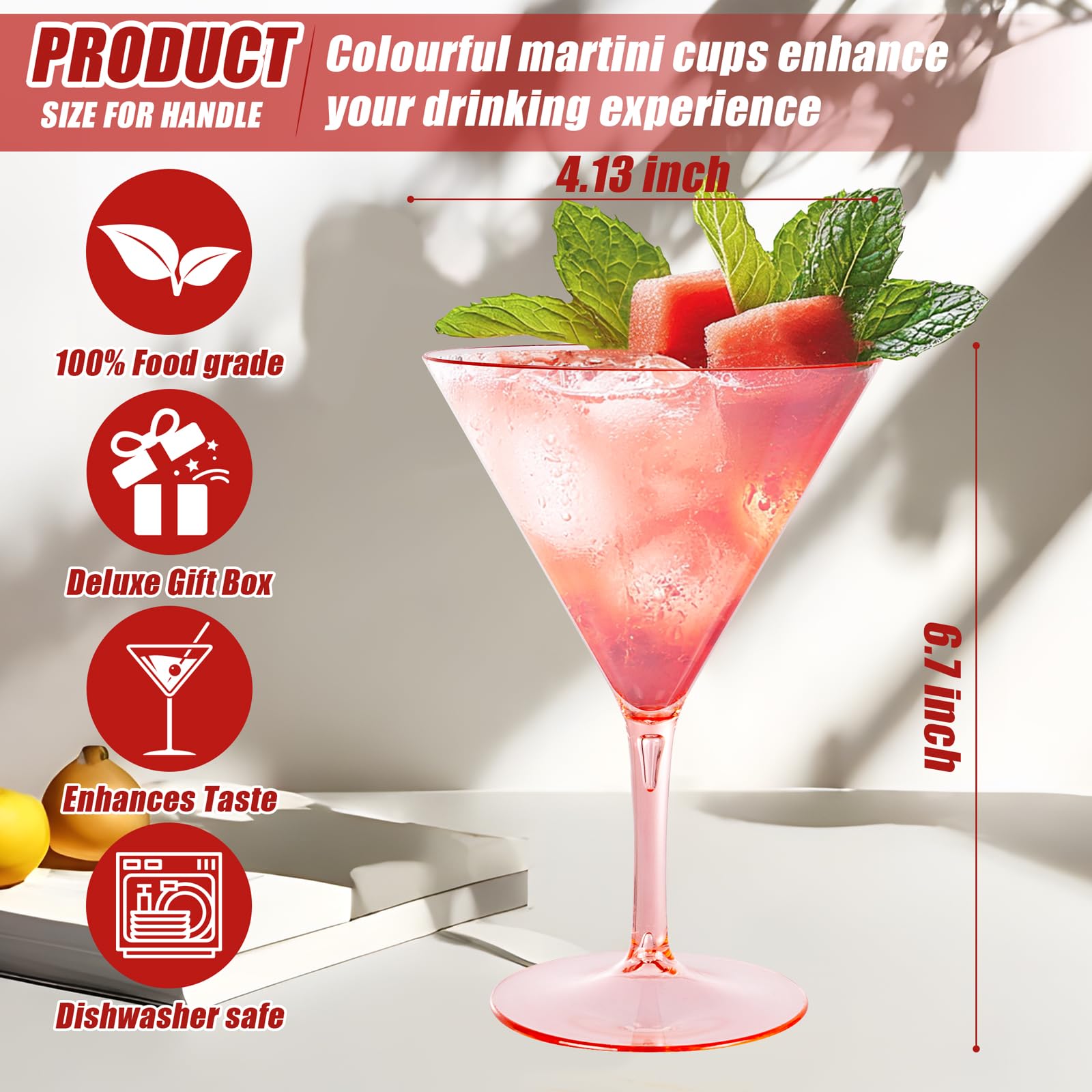 Liacere copas martini de plástico libres de BPA para uso seguro.