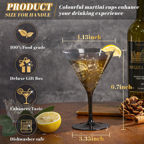 Vasos Liacere Martini de plástico aptos para lavavajillas, limpieza rápida.