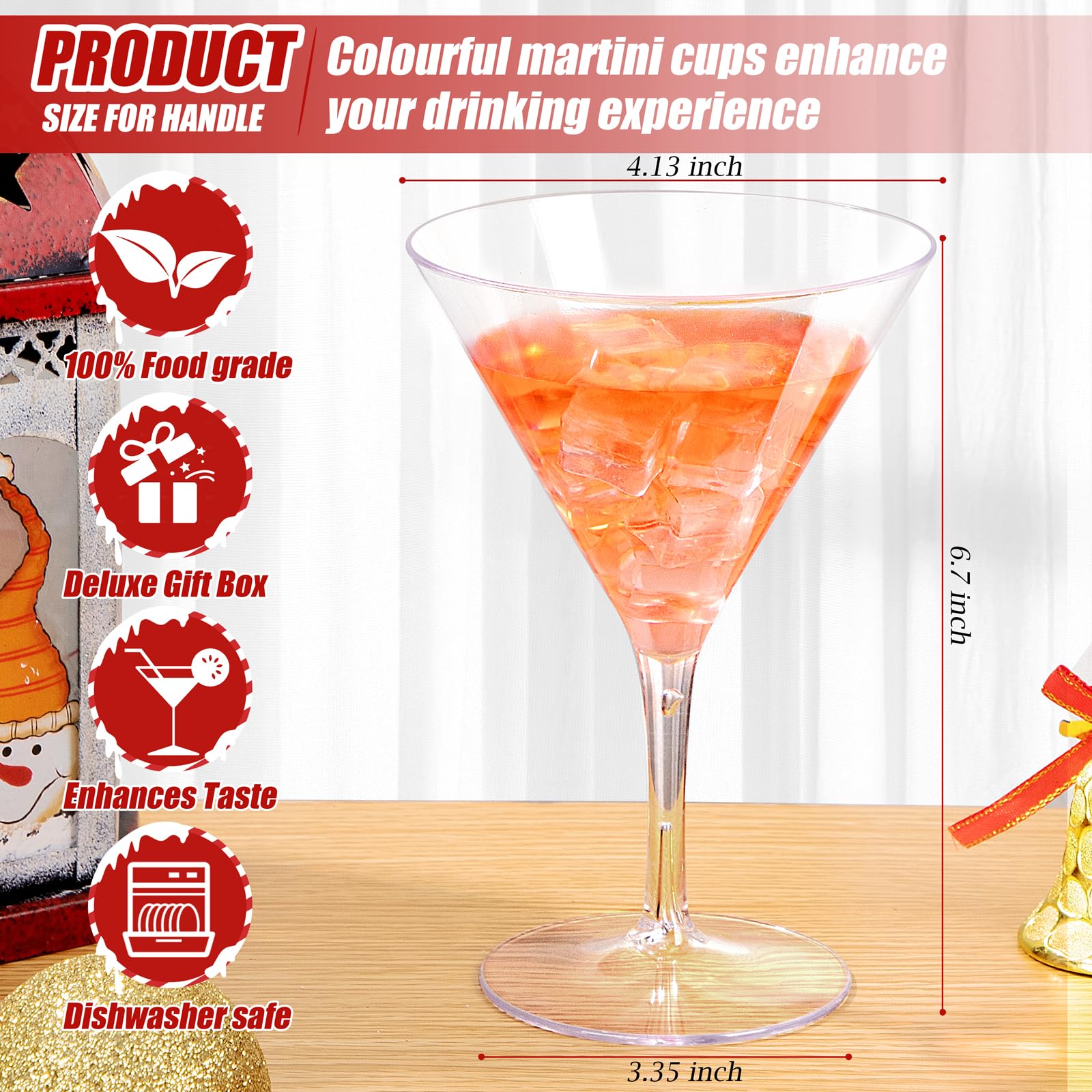 Vaso Liacere Martini duradero y reutilizable para eventos.