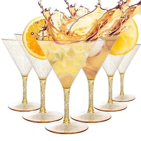 Vaso de martini Liacere dorado de plástico, ligero y elegante para fiestas
