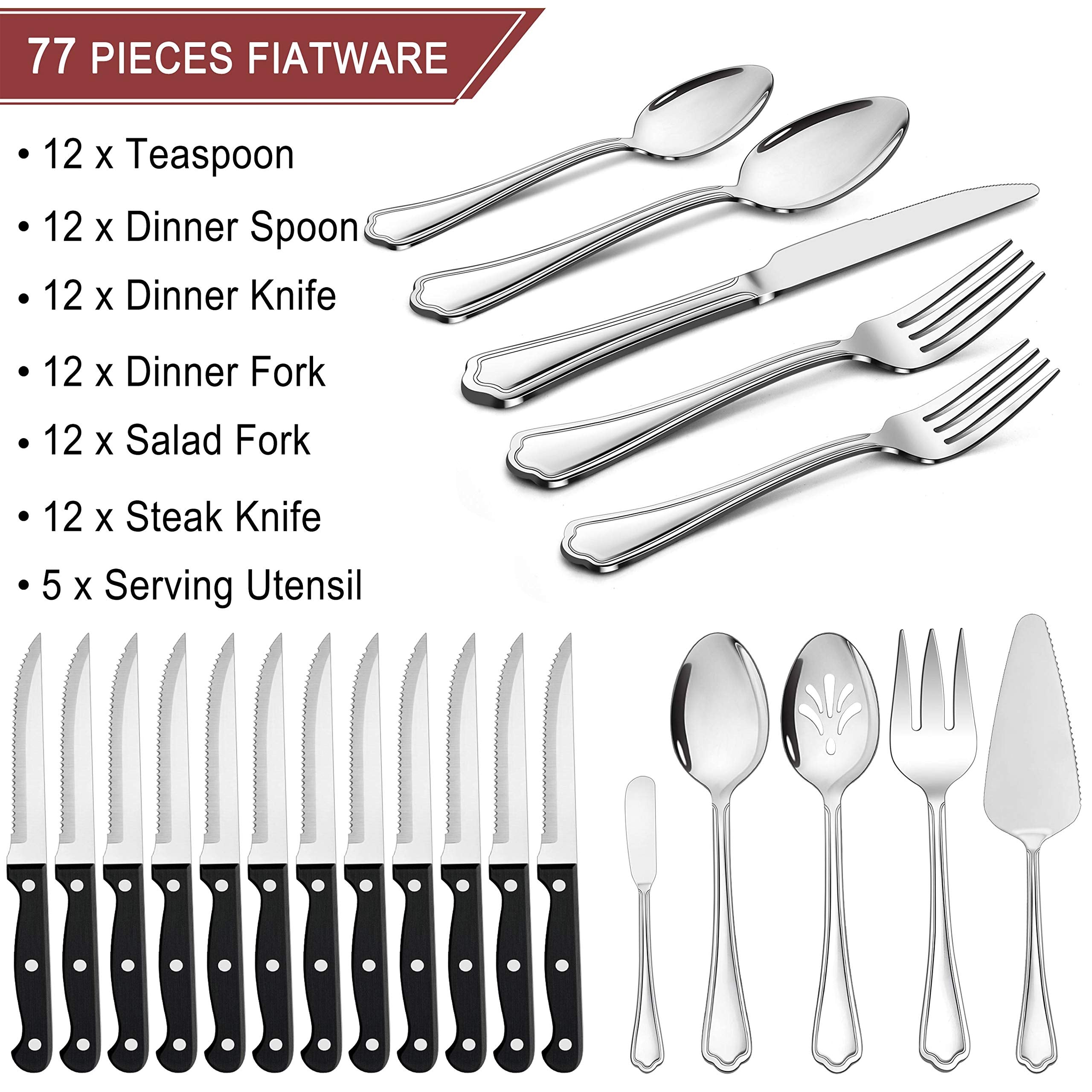 LIANYU cuchillos de bistec incluidos, filo afilado para cortes uniformes.