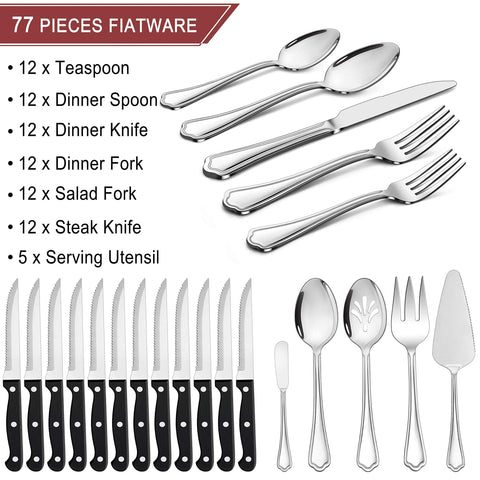 LIANYU cuchillos de bistec incluidos, filo afilado para cortes uniformes.