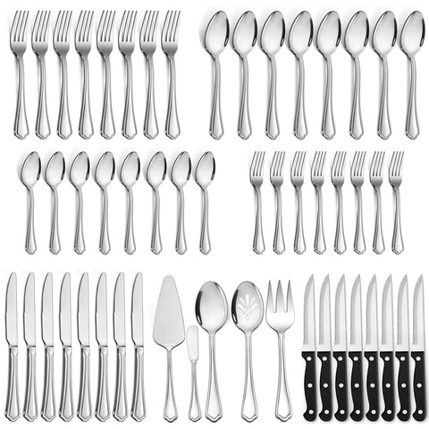 LIANYU juego de cubiertos 77 piezas para 12, ideal para comidas diarias.