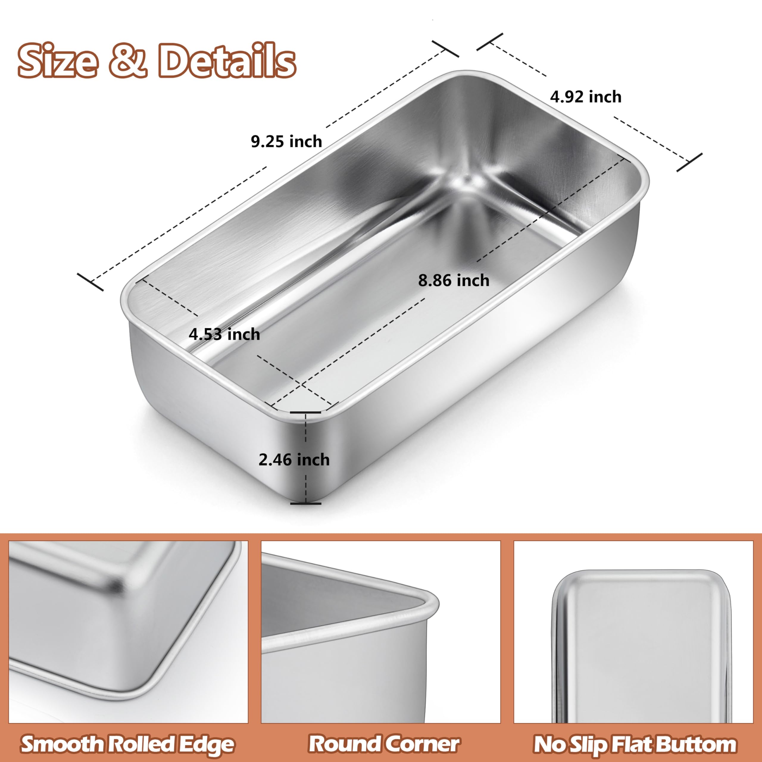 LIANYU molde pan acero inoxidable para horno, duradero y libre de recubrimientos.
