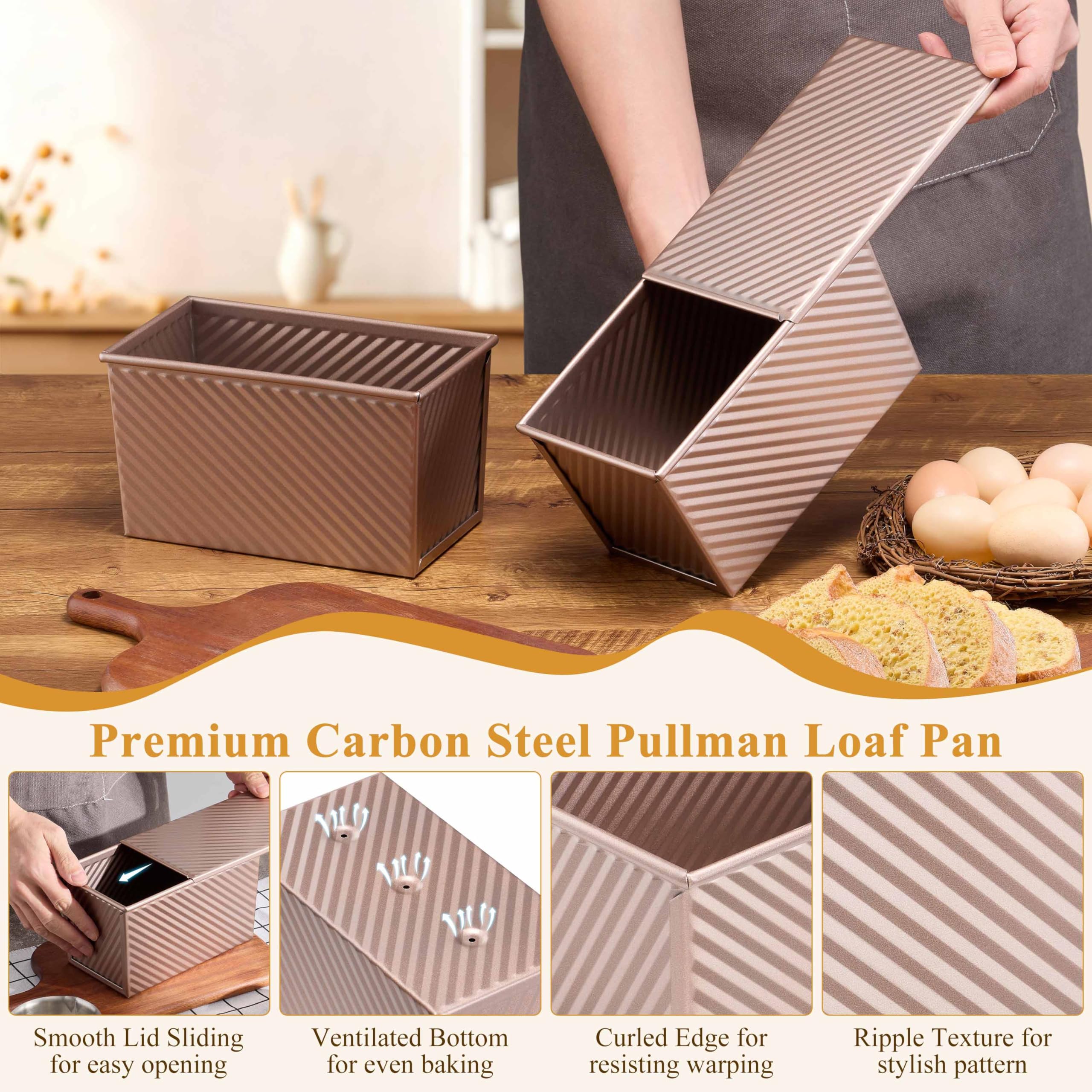 LIANYU Pan Pullman 1 libra: tamaño ideal para pan artesanal y sándwiches caseros