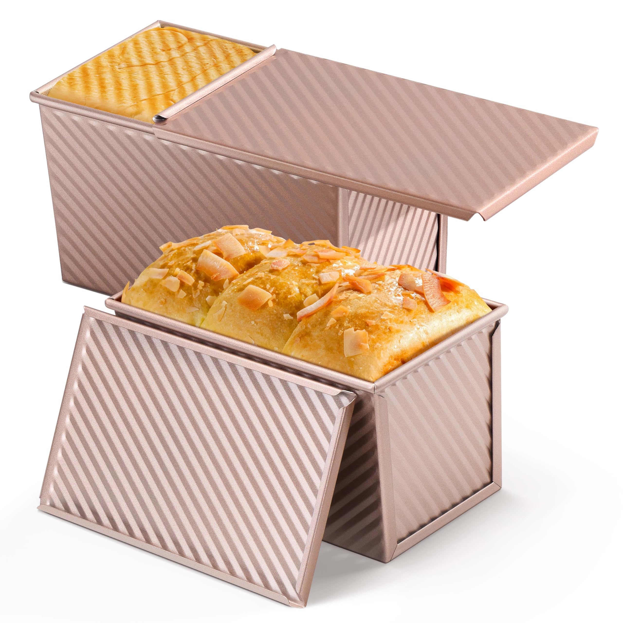 LIANYU Pullman Pan con Tapa: hornea panes con forma perfecta y corte dorado