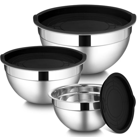 LIANYU tazones de mix con tapas 1.5 qt para mezclar y almacenar sobras.