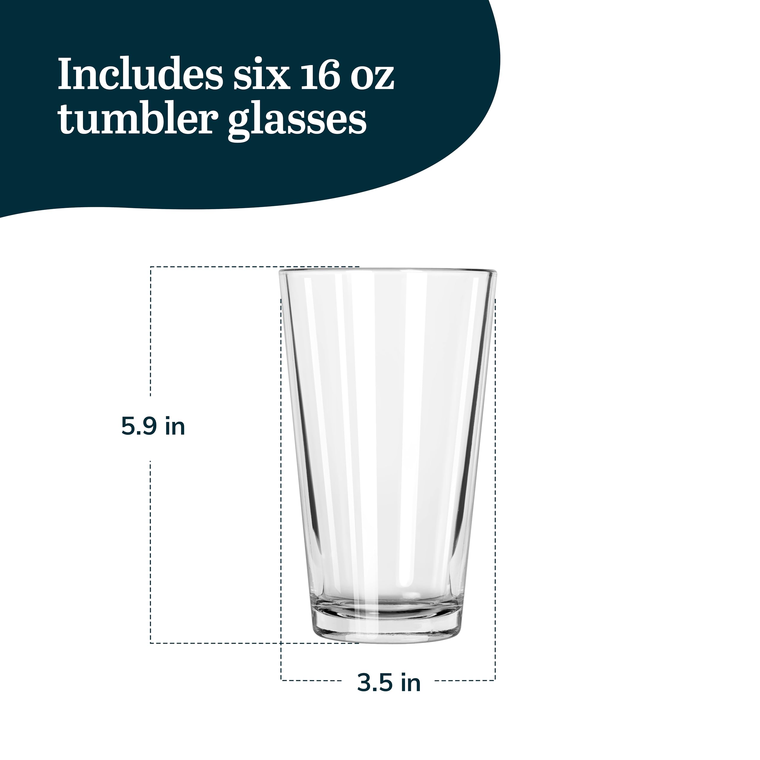 Vasos Libbey Bar Essentials de 16 onzas para cerveza o vino ligero.