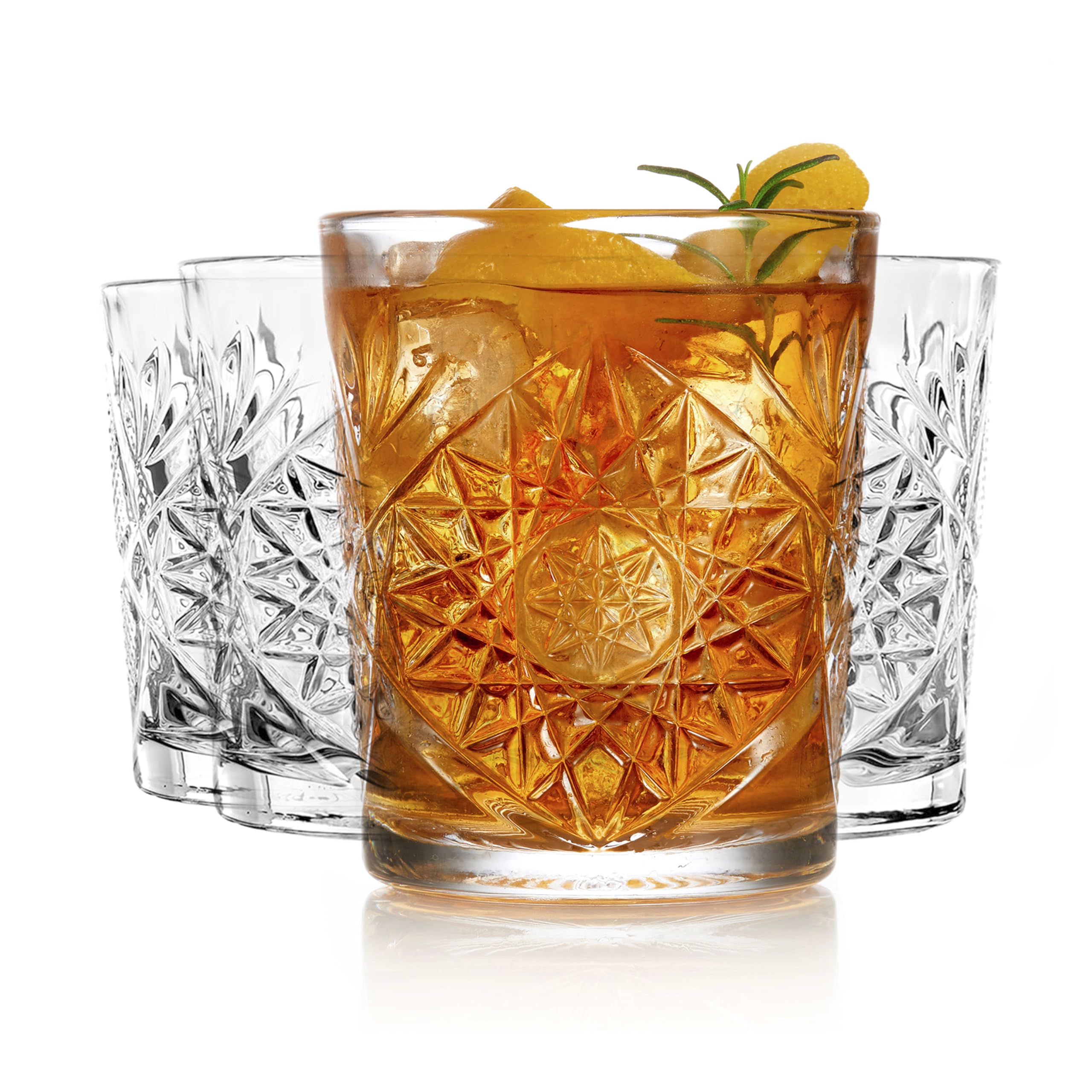 Libbey Hobstar, juego de vasos para whisky, vista frontal, ideal para cócteles.