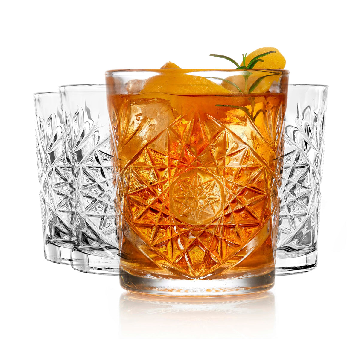 Libbey Hobstar, juego de vasos para whisky, vista frontal, ideal para cócteles.