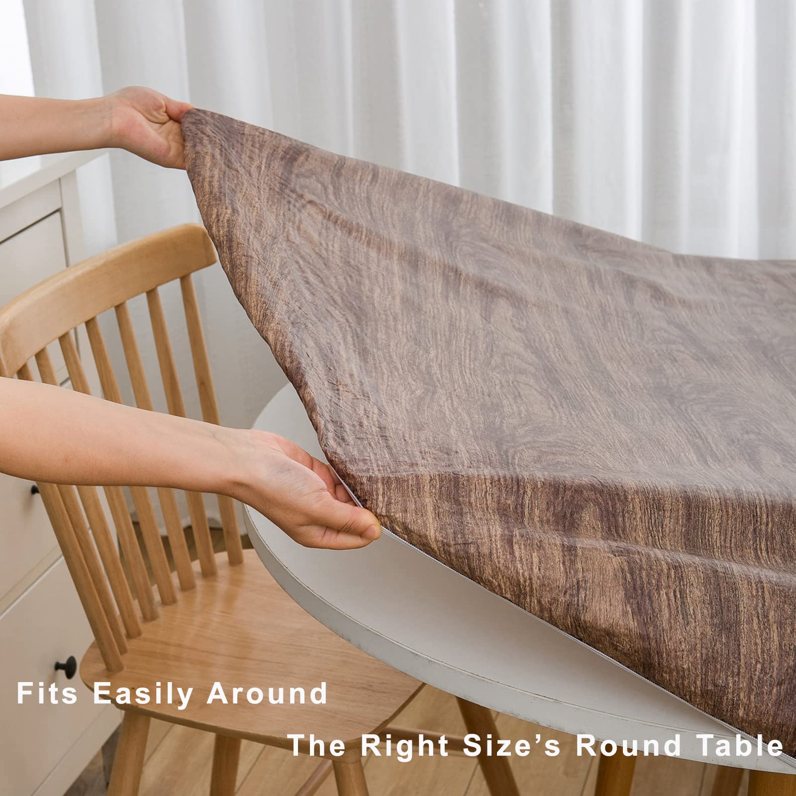 Patrón madera nogal LIBERECOO, mantel ovalado con aspecto natural y duradero
