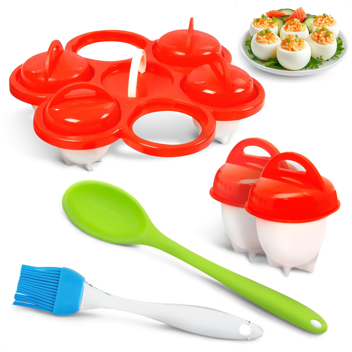 LIBERHAUS conjunto de moldes de silicona para huevos duros, seis piezas, cocción uniforme.