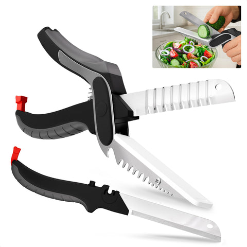 LIBERHAUS tijeras cocina 7 en 1 con tabla de corte para cortar carnes con precisión.