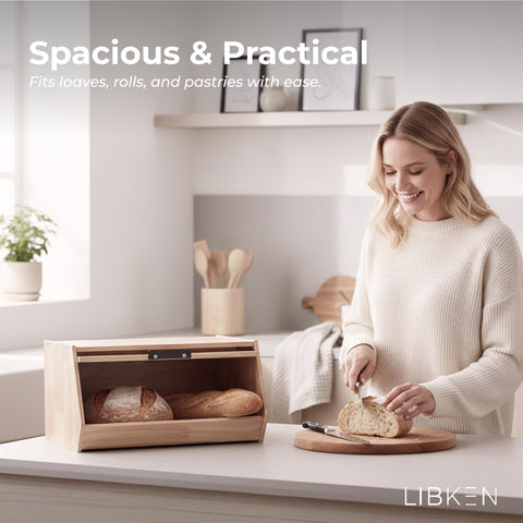 Libken caja-pan bolsa de algodón transpirable, opción eco para almacenar pan.