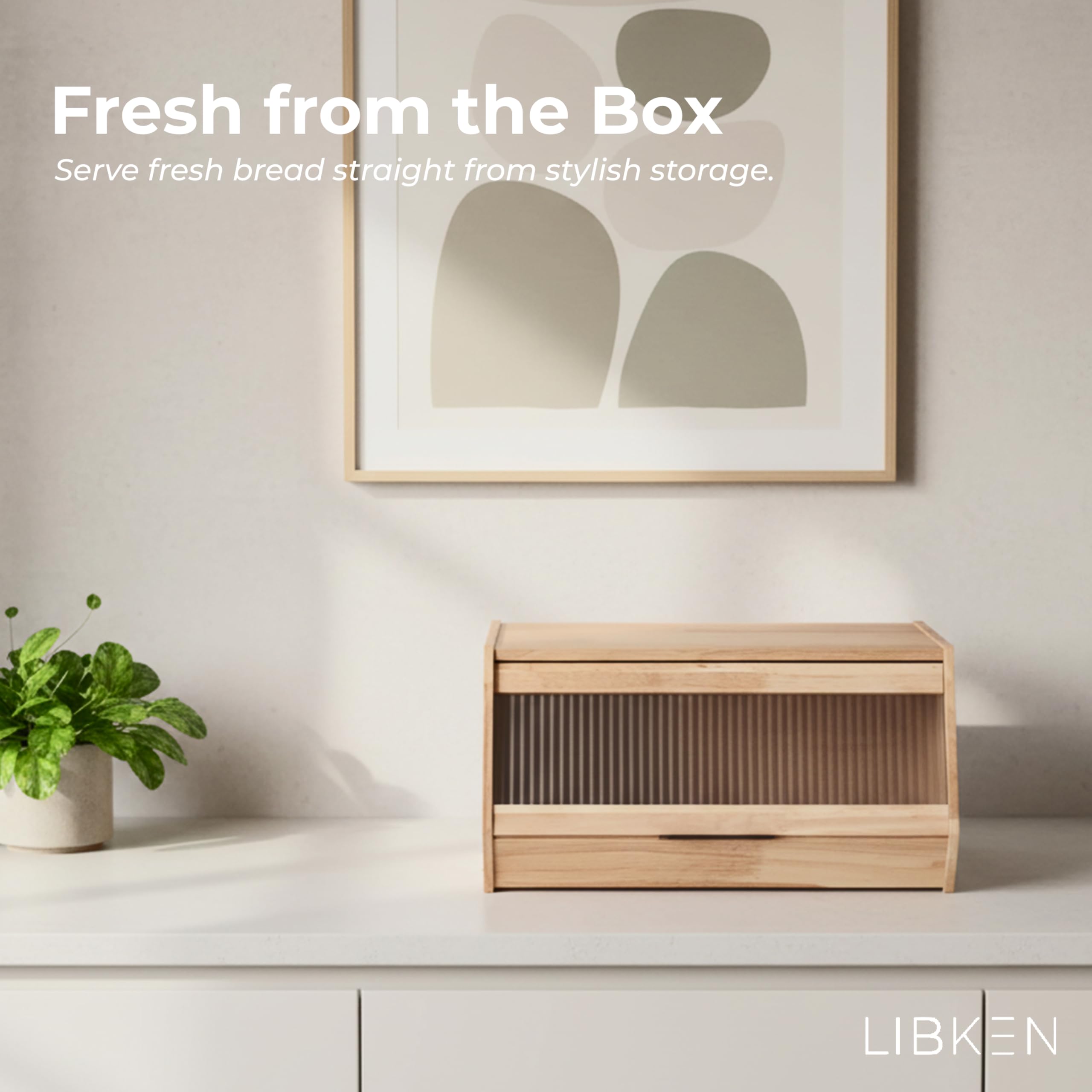 Libken caja-pan, tapa plástica segura, protege el pan manteniendo un aspecto moderno.