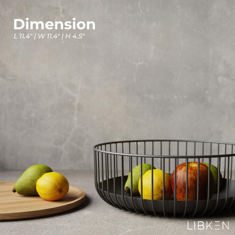 LIBKEN cesto-fruta en mesa de cocina negra, ideal para ver y acceder a las frutas