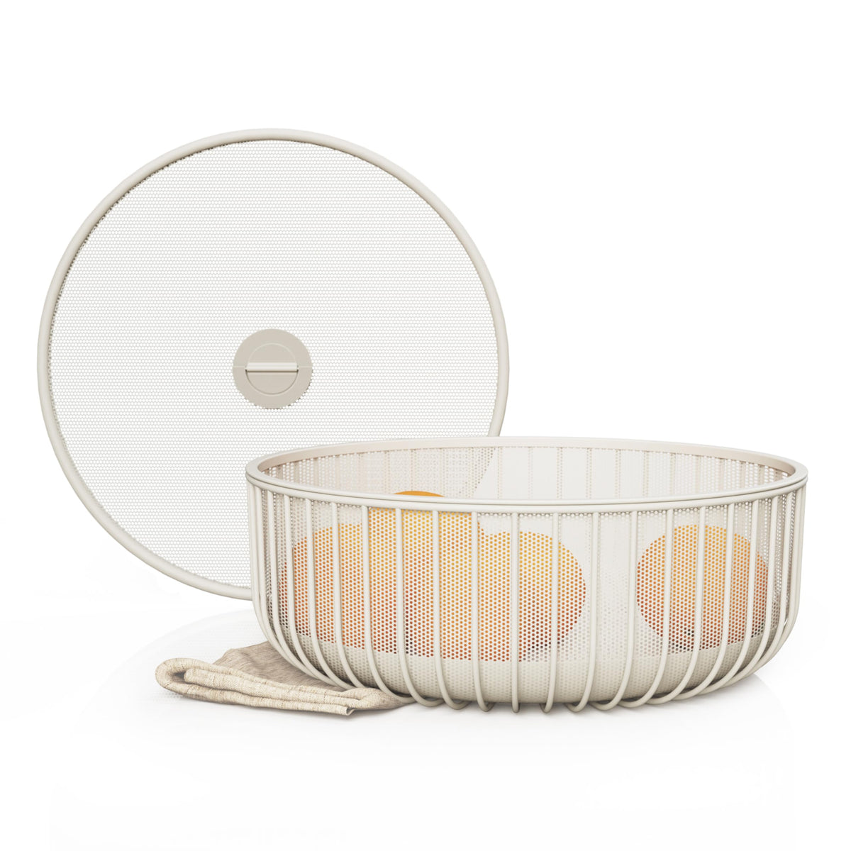 LIBKEN frutero de metal con tapa de malla para frescura y protección.