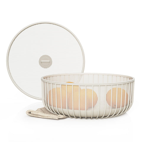 LIBKEN frutero de metal con tapa de malla para frescura y protección.