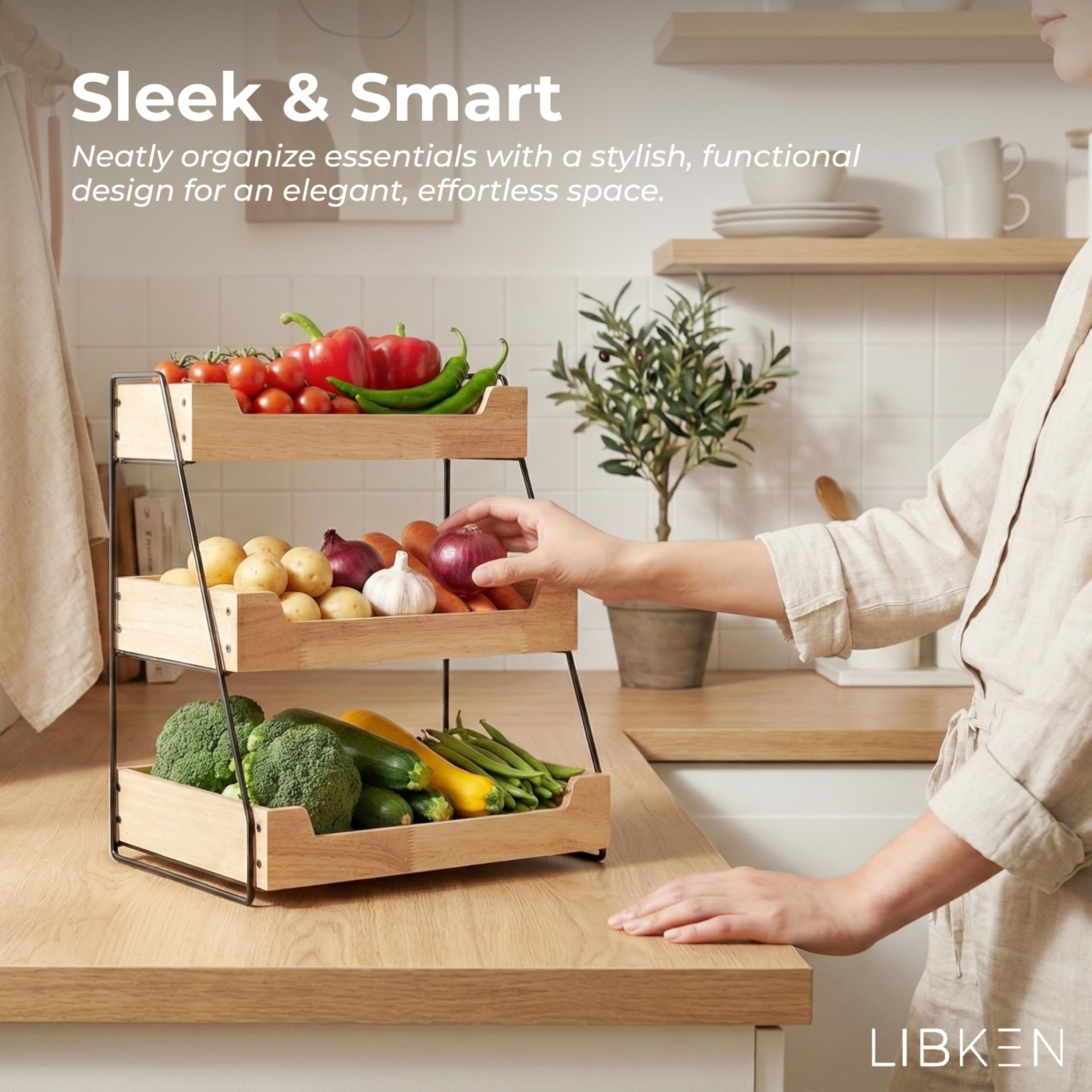 LIBKEN: organizador versatil para pan, snacks y verduras