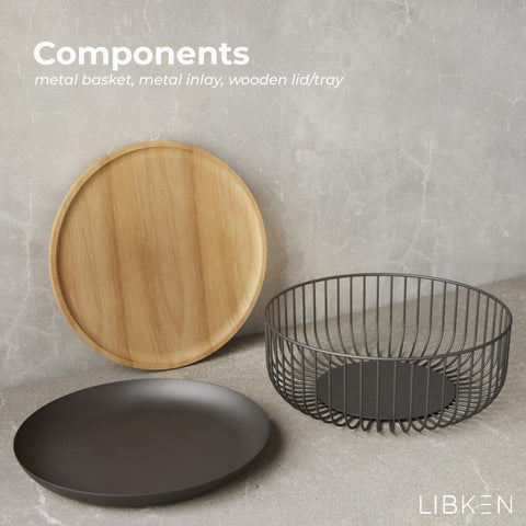 LIBKEN tapa-bambu-cesta-fruta-uso-bandeja, sirve como bandeja adicional para servir