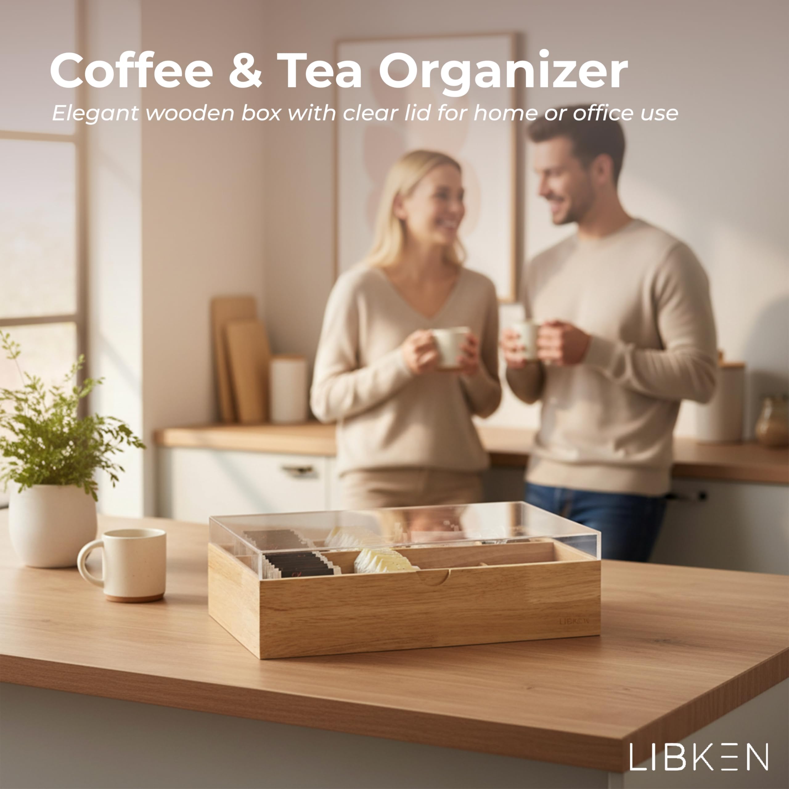 LIBKEN tapa transparente facilita elegir bolsitas de té rápidamente