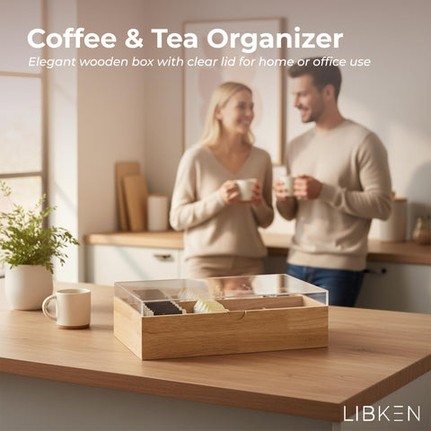 LIBKEN tapa transparente facilita elegir bolsitas de té rápidamente