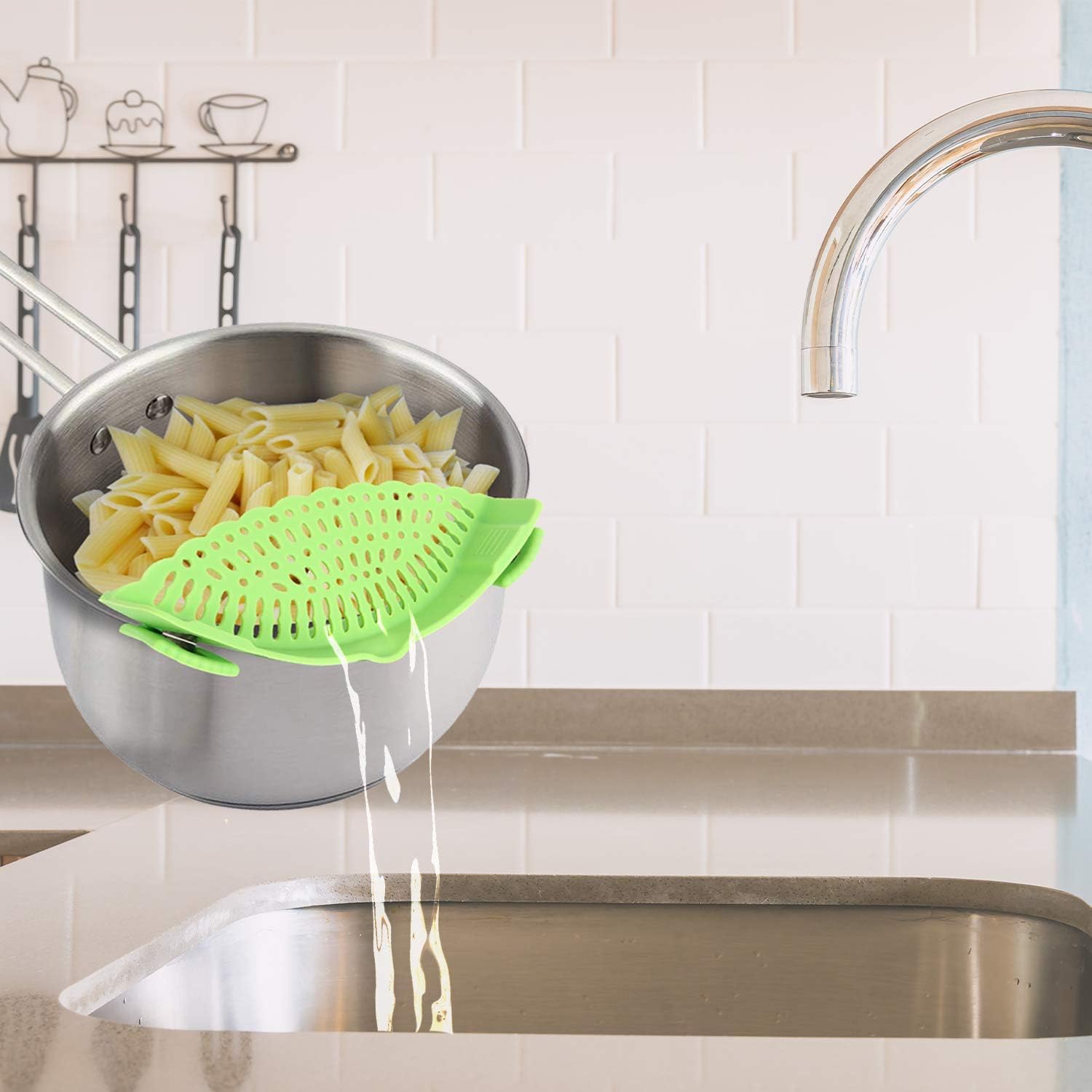 Liboyixi color verde colador acoplable para escurrir pasta caliente