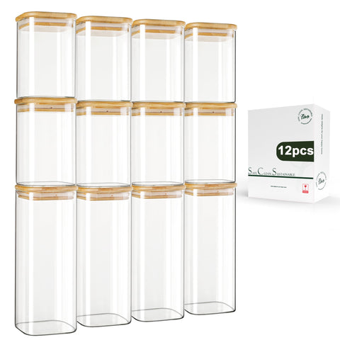LIBWYS jarras cuadradas con tapa de bambú para mantener ingredientes secos frescos