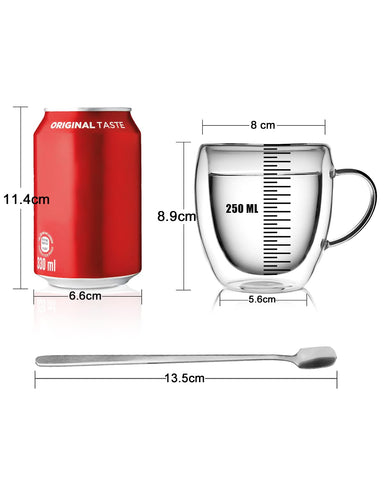 LIBWYS juego de 4 tazas de 250 ml, ideal para regalo o uso diario.