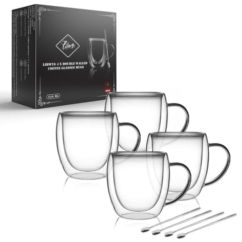 LIBWYS taza de café de vidrio con doble pared para mantener caliente o fría la bebida.