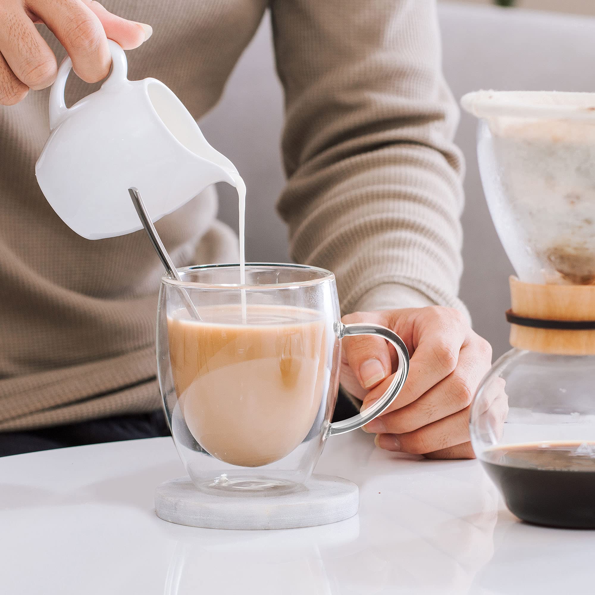 LIBWYS vaso vidrio borosilicato claro 350ml, resistente a calor