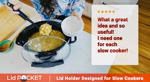 Lid Pocket: uso manos libres al sazonar, remover o servir.