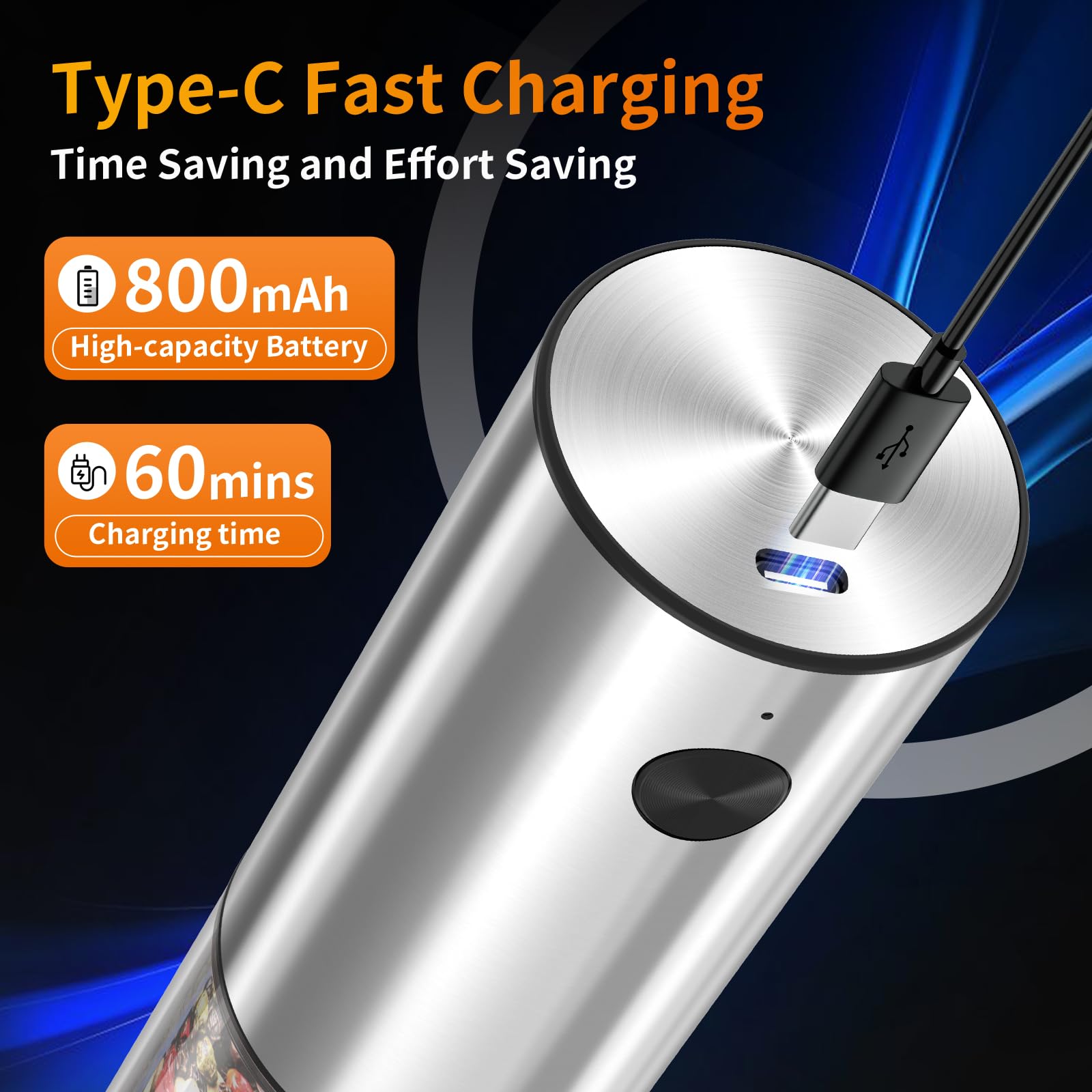 Molinillos Lidaop con carga USB Type-C para casa y viaje.