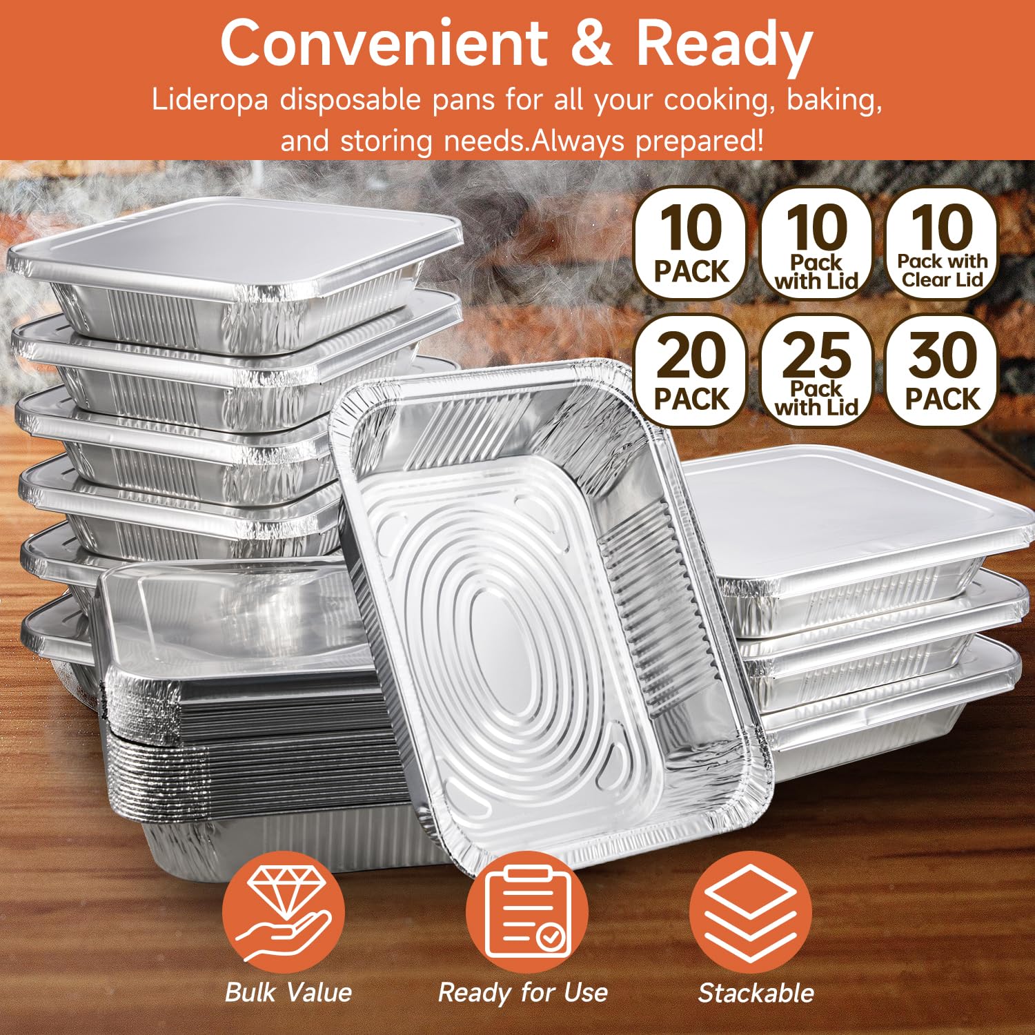 Lideropa pan aluminio 9x13, seguro para horno y congelador.