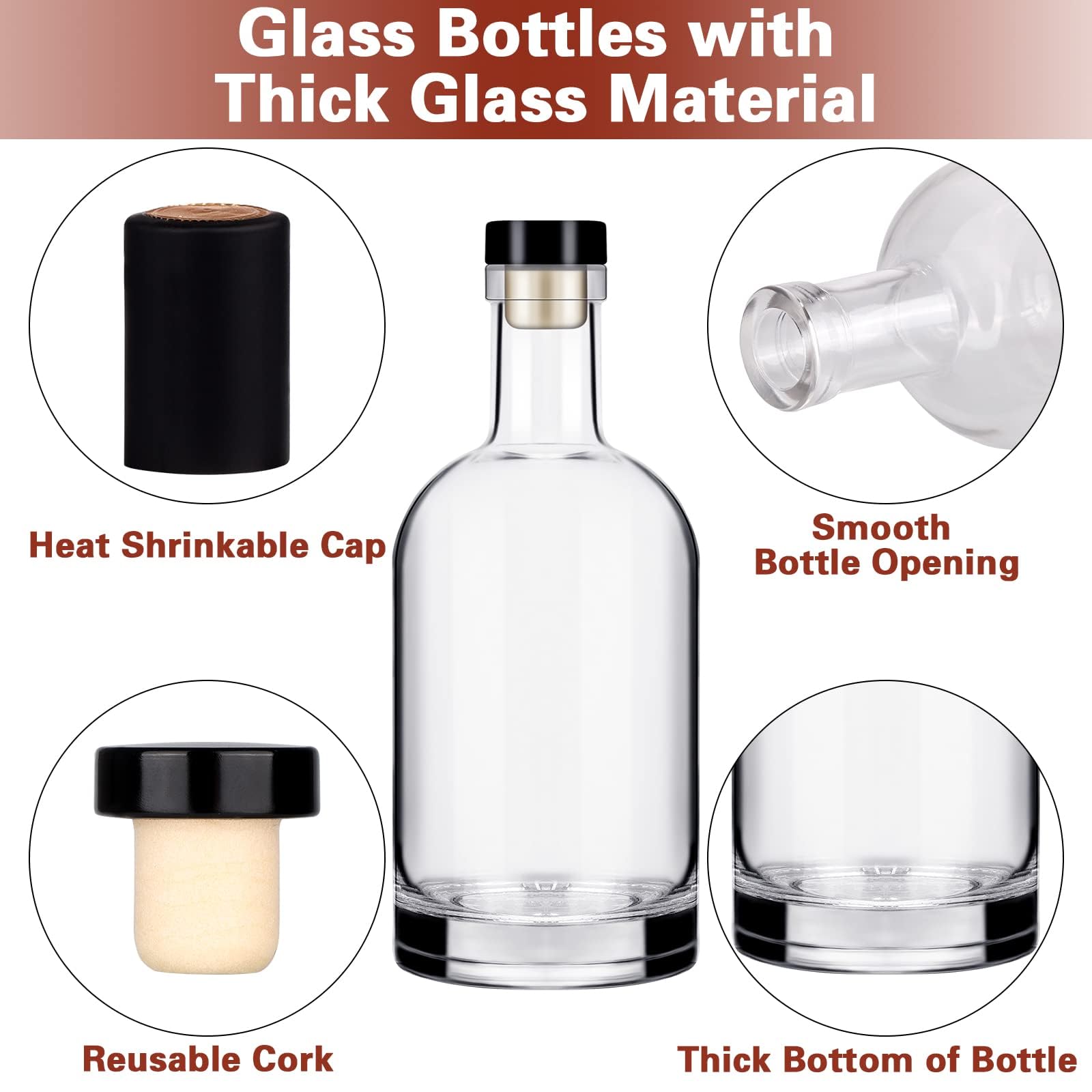 Botellas Liengoron de 750 ml con tapas termocontraíbles para presentación profesional.